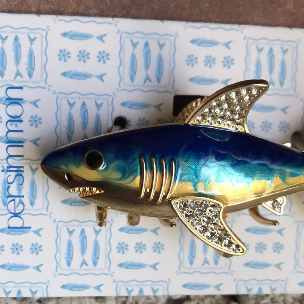 Persimmon Blue and Gold Shark Hair Claw Clip